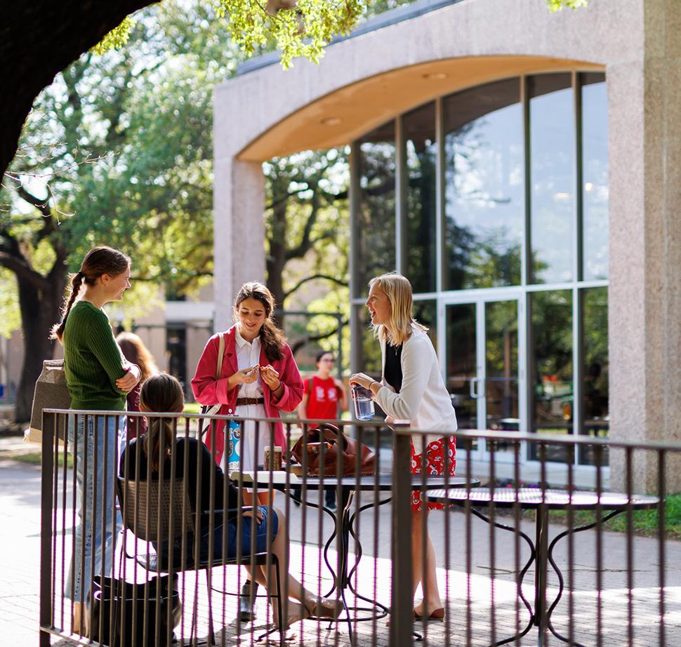 Students hanging out on the Mall at the University of Dallas